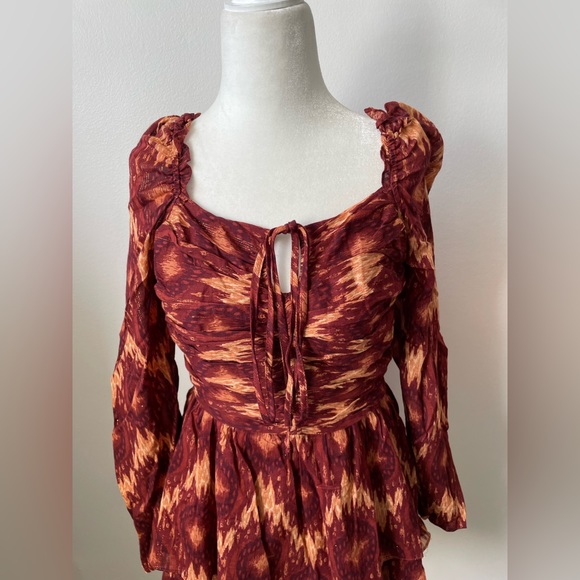 NWT House Of Harlow 1960 X Revolve Tiered Long Sleeve Metallic Mini Dress S, M - Picture 5 of 8